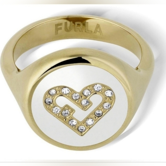 FURLA HEART RING 💛🤍 Size 7 - Picture 1 of 9